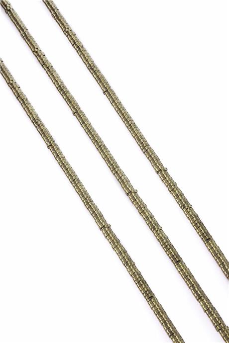 Hematite Natural Stone Shiny Antique Yellow Washer Cut 4x1mm String Of Beads