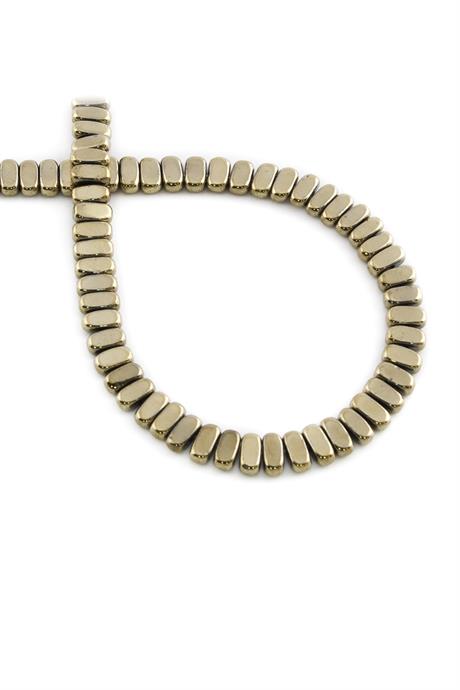 Hematit Taşı Yassı Kesim Parlak Antik Sarı 3x6mm Doğal Taş Dizi