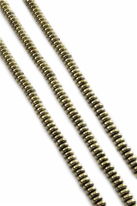 Hematite Natural Stone Shiny Antique Yellow Washer Cut 6x3mm String Of Beads