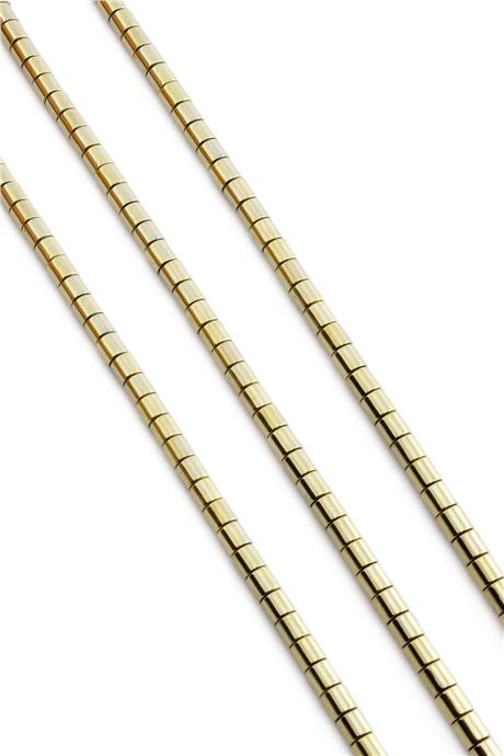 Hematite Natural Stone Shiny Antique Yellow Cylinder Cut 4x4mm String Of Beads