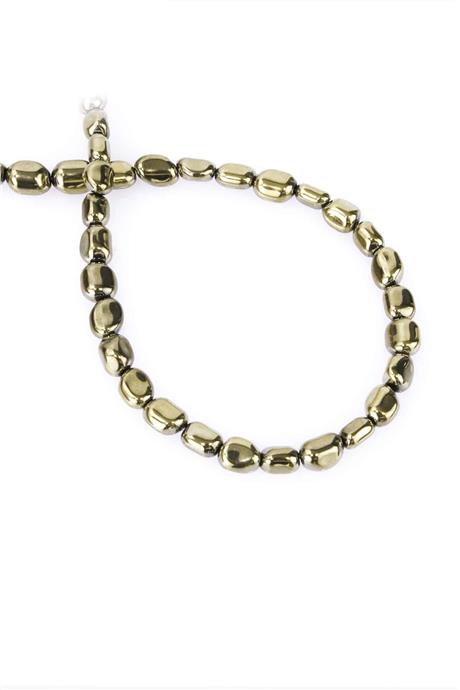 Hematit Taşı Tımbıl Kesim Parlak Antik Sarı 5x6mm Doğal Taş Dizi
