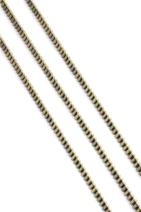Hematite Natural Stone Shiny Antique Yellow Triangle Cut 4x3mm String Of Beads
