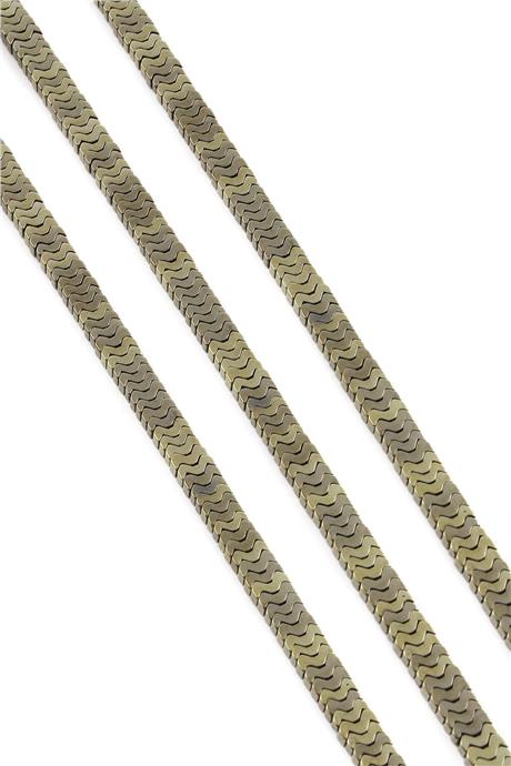 Hematite Natural Stone Shiny Antique Yellow Bat Cut 7x1mm String Of Beads