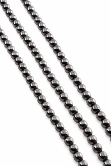 Hematite Natural Stone Shiny Smoked 6mm String Of Beads