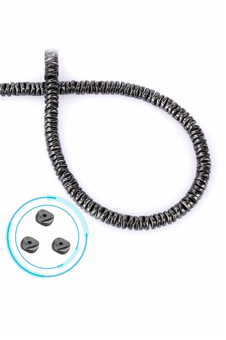 Hematit Taşı Rondela Kesim Parlak Füme 6x1mm Doğal Taş Dizi