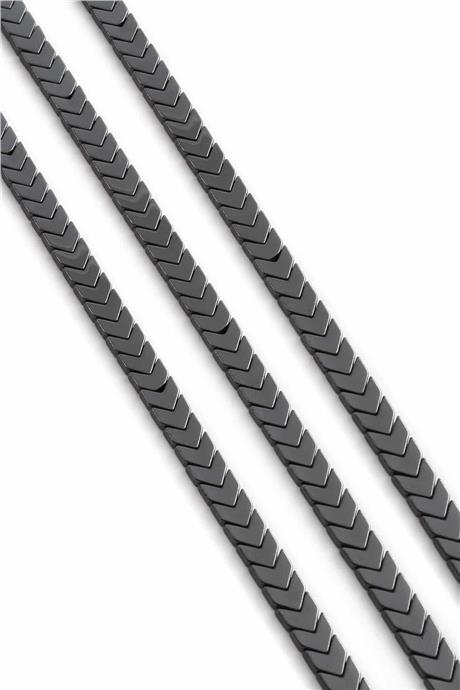 Hematit Taşı Çavuş Kesim Parlak Füme 6x3mm Doğal Taş Dizi