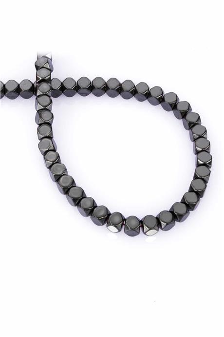 Hematite Natural Stone Shiny Smoked 6x6mm String Of Beads
