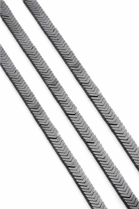 Hematit Taşı Çavuş Kesim Parlak Füme 7x1mm Doğal Taş Dizi