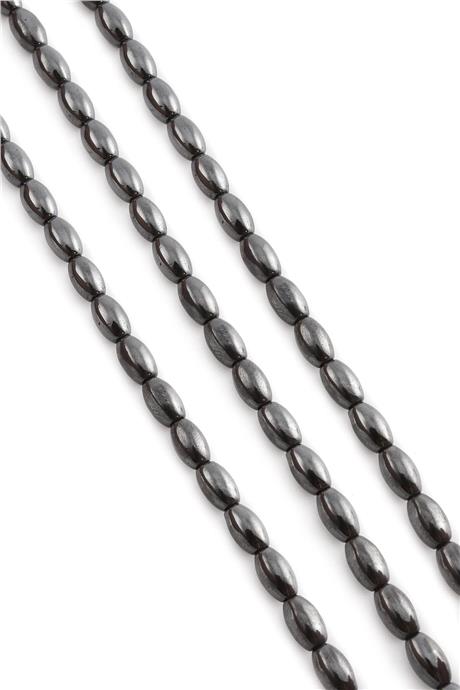 Hematite Natural Stone Shiny Smoked Barley Cut 5x8mm String Of Beads
