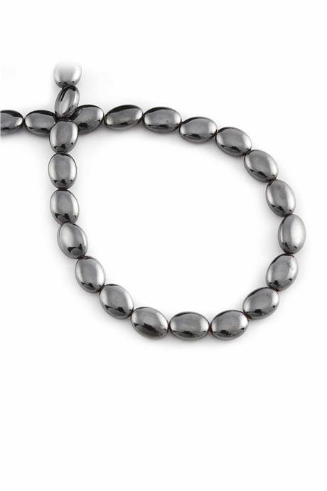 Hematit Taşı Bombeli Oval Kesim 6x8mm- Parlak Füme Doğal Taş Dizi