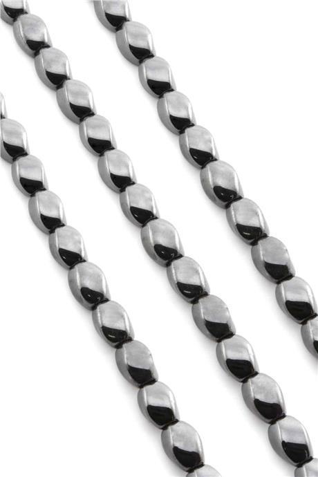 Hematit Taşı Burgulu Kesim Parlak Füme 6x12mm Doğal Taş Dizi