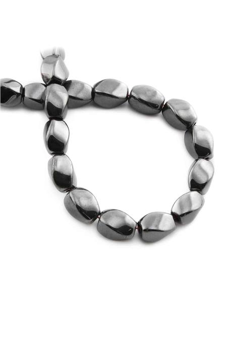 Hematit Taşı Burgulu Kesim Parlak Füme 6x12mm Doğal Taş Dizi