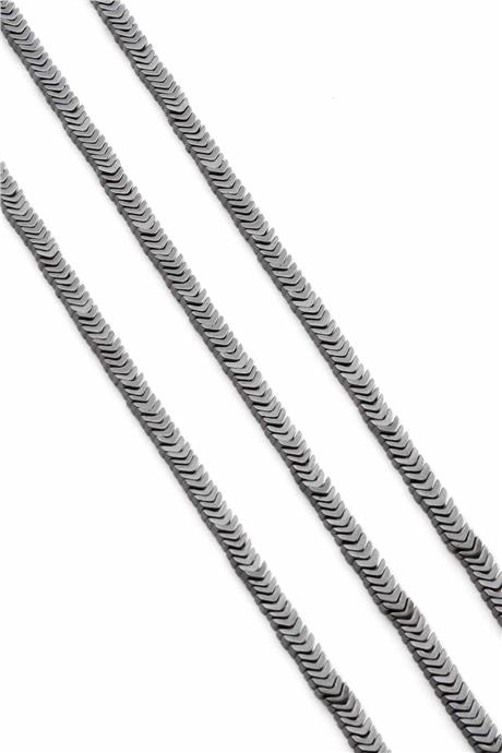 Hematit Taşı Çavuş Kesim Parlak Füme 4x1mm Doğal Taş Dizi