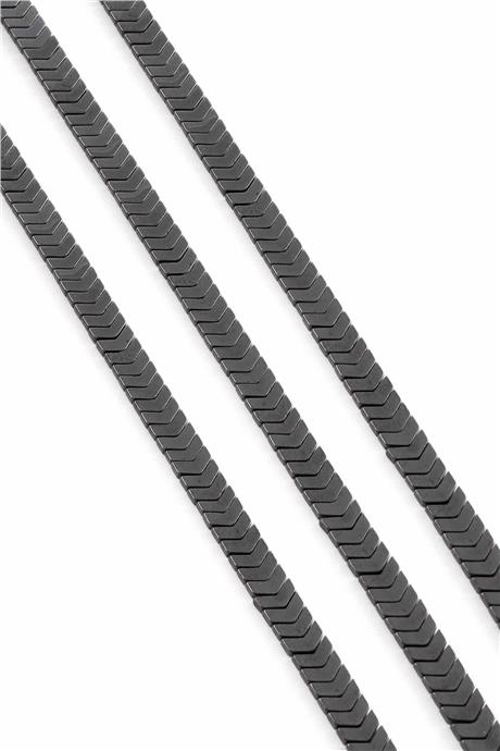 Hematite Natural Stone Shiny Smoked Sergeant Cut 6x2mm String Of Beads