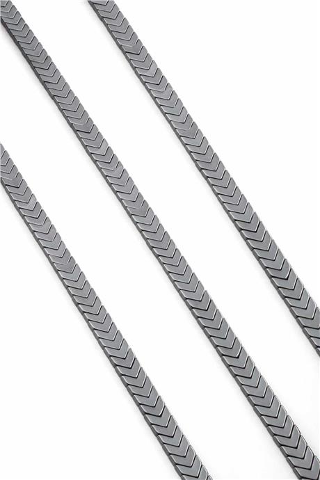 Hematite Natural Stone Shiny Smoked Sergeant Cut 7x2mm String Of Beads