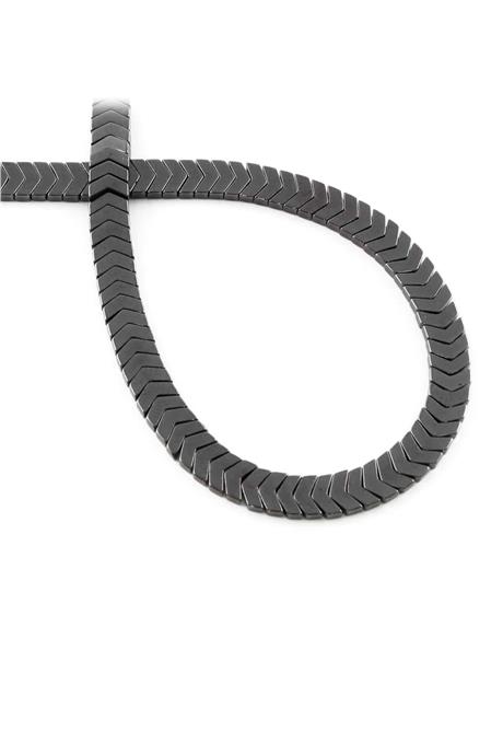 Hematite Natural Stone Shiny Smoked Sergeant Cut 6x2mm String Of Beads