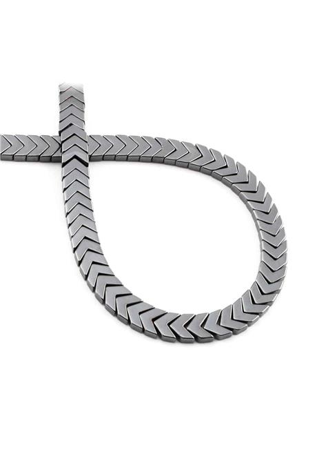 Hematite Natural Stone Shiny Smoked Sergeant Cut 7x2mm String Of Beads