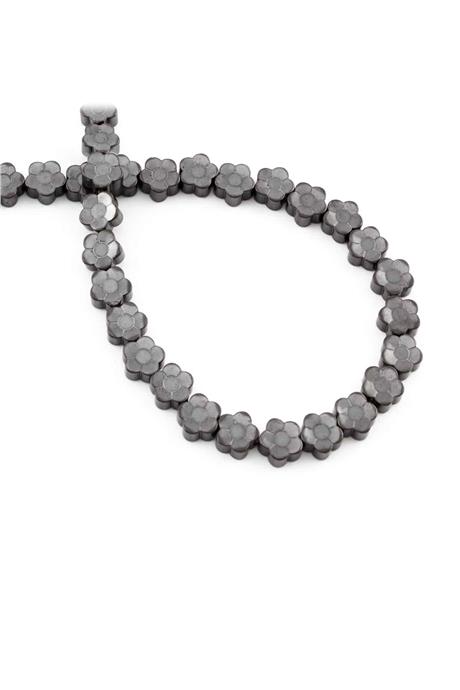 Hematite Natural Stone Shiny Smoked Flower Cut 8mm String Of Beads