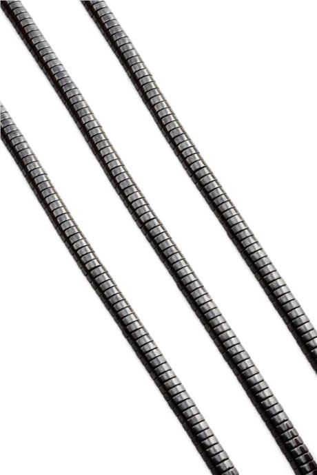 Hematite Natural Stone Shiny Smoked Double Hole 6x2mm String Of Beads