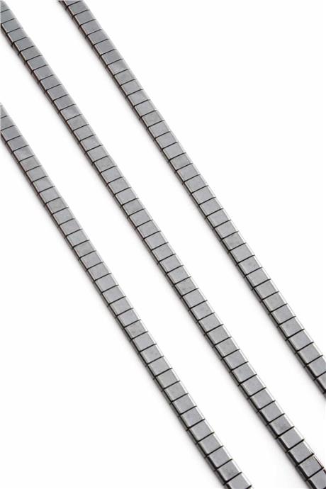 Hematite Natural Stone Shiny Smoked Double Hole 6x4mm String Of Beads