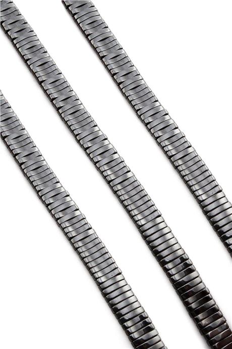 Hematite Natural Stone Shiny Smoked Double Hole 10x2mm String Of Beads