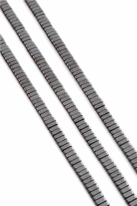 Hematit Taşı Yassı Kesim Parlak Füme 6x2mm Doğal Taş Dizi