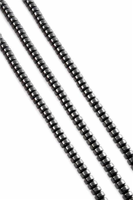 Hematit Taşı Daire Kesim Parlak Füme 6x4mm Doğal Taş Dizi