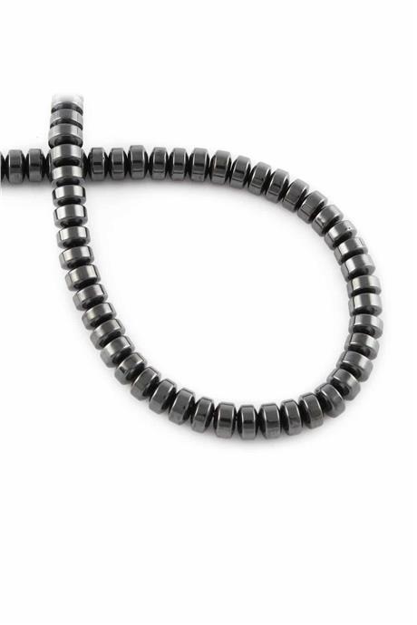Hematit Taşı Daire Kesim Parlak Füme 6x4mm Doğal Taş Dizi