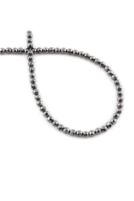 Hematit Taşı Faset Kesim Parlak Füme 4mm Doğal Taş Dizi