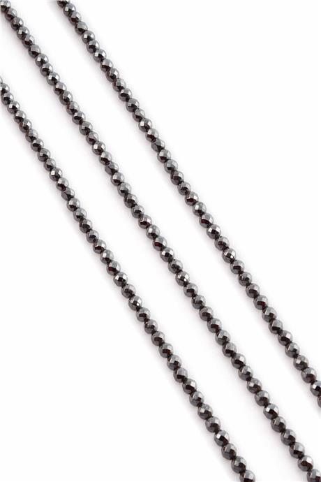 Hematit Taşı Faset Kesim Parlak Füme 4mm Doğal Taş Dizi