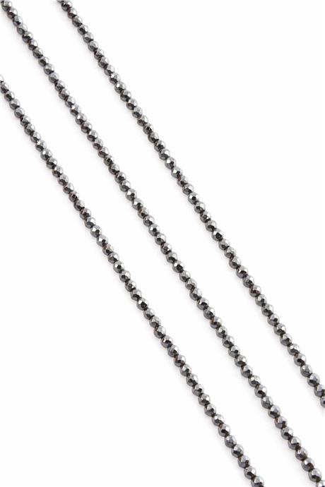 Hematit Taşı Faset Kesim Parlak Füme 3mm Doğal Taş Dizi