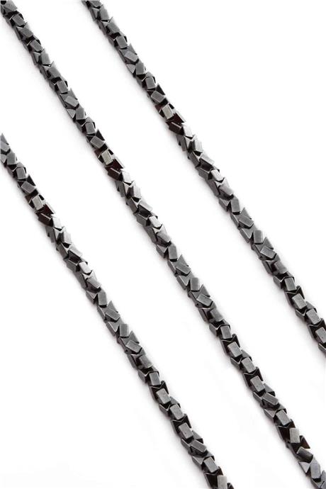 Hematite Natural Stone Shiny Smoked Fiyon Cut 4x4mm String Of Beads