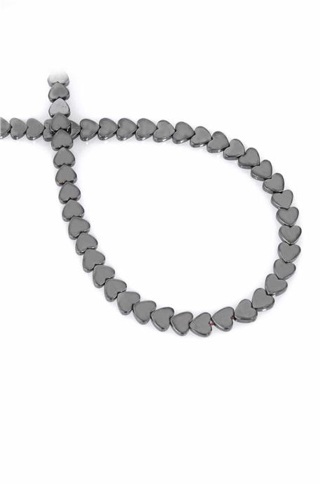 Hematite Natural Stone Shiny Smoked Heart Cut 6mm String Of Beads
