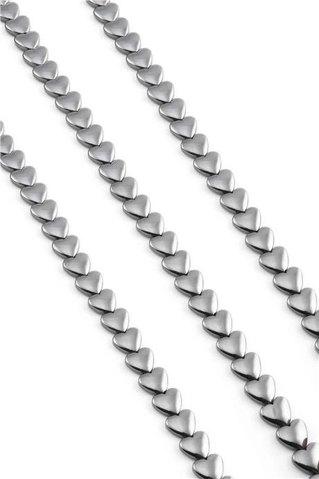 Hematit Taşı Kalp Kesim Parlak Füme 8mm Doğal Taş Dizi
