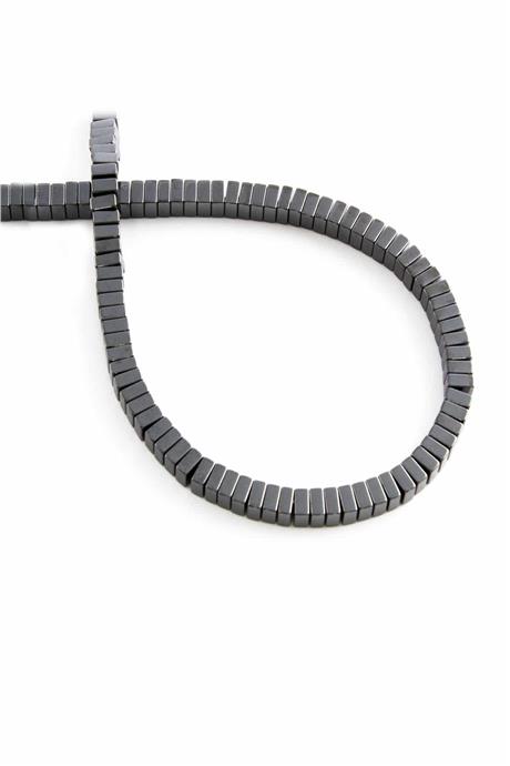 Hematite Natural Stone Shiny Smoked Square Dore Cut 4x2mm String Of Beads