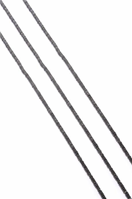 Hematite Natural Stone Shiny Smoked Square Dore Cut 2x1mm String Of Beads