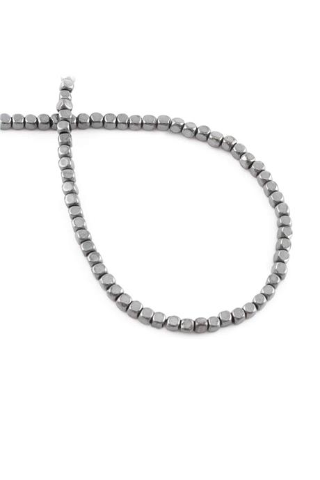 Hematite Natural Stone Shiny Smoked Square Cut 3x3mm String Of Beads