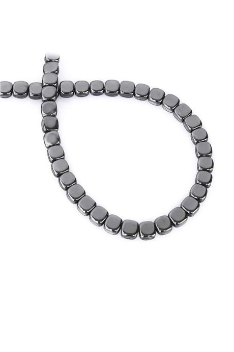 Hematite Natural Stone Shiny Smoked Square Cut 6x6mm String Of Beads
