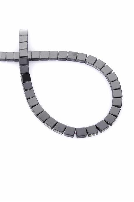 Hematite Natural Stone Shiny Smoked Square Cut 6x6mm String Of Beads