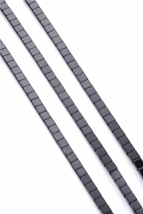 Hematite Natural Stone Shiny Smoked Square Cut 6x6mm String Of Beads