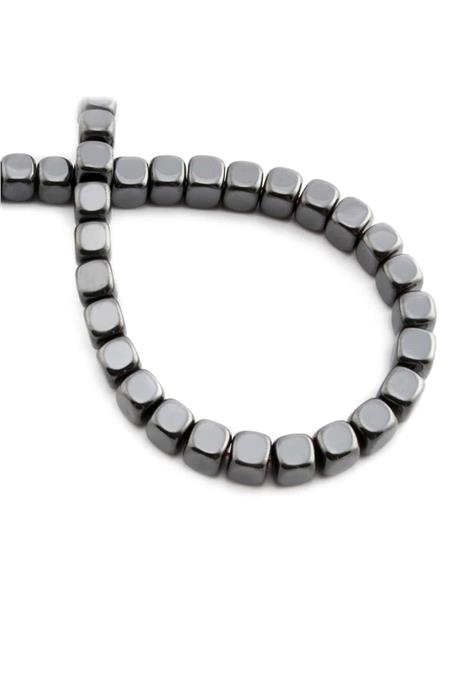 Hematite Natural Stone Shiny Smoked Square Cut 6x6mm String Of Beads