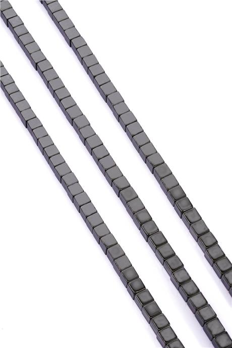 Hematit Taşı Küp Kesim Parlak Füme 6x6mm Doğal Taş Dizi