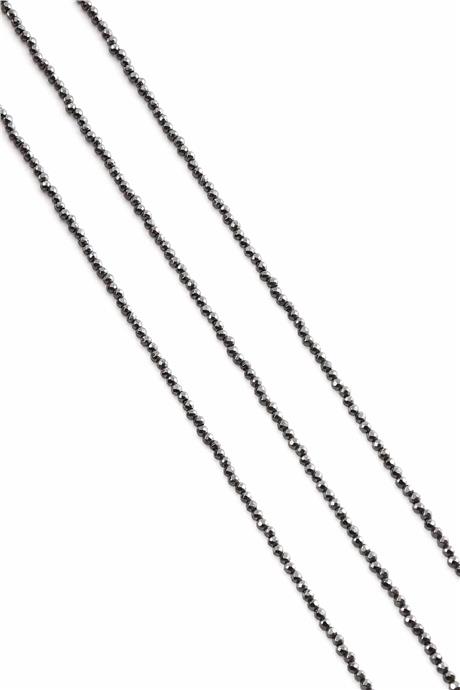 Hematite Natural Stone Shiny Smoked Globe Facet Cut 4x4mm String Of Beads
