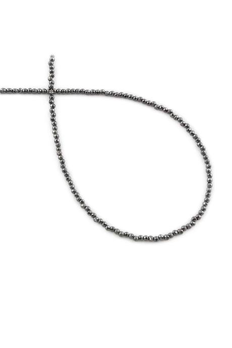 Hematite Natural Stone Shiny Smoked Globe Facet Cut 4x4mm String Of Beads