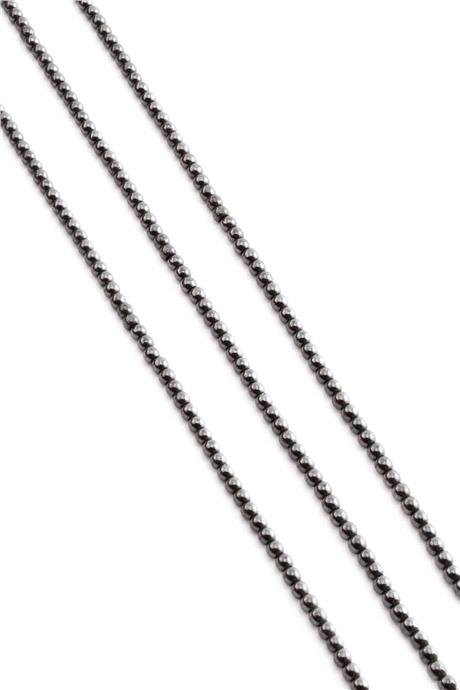 Hematite Natural Stone Shiny Smoked Globe Cut 3mm String Of Beads
