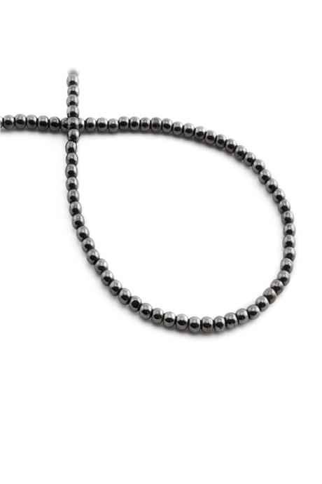 Hematite Natural Stone Shiny Smoked Globe Cut 3mm String Of Beads