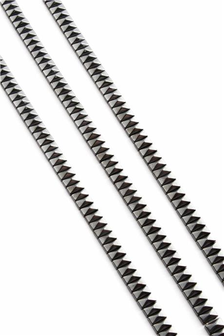 Hematite Natural Stone Shiny Smoked Pyramid Cut Double Hole 6x3mm String Of Beads