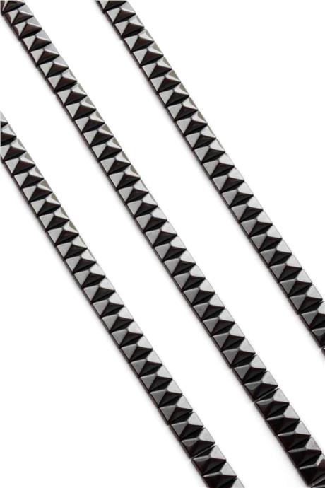 Hematite Natural Stone Shiny Smoked Pyramid Cut 8x5mm String Of Beads