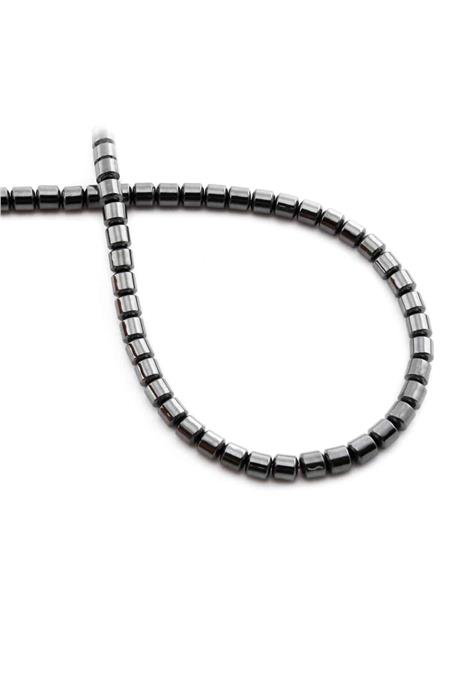 Hematite Natural Stone Shiny Smoked Cylinder Cut 4mm String Of Beads