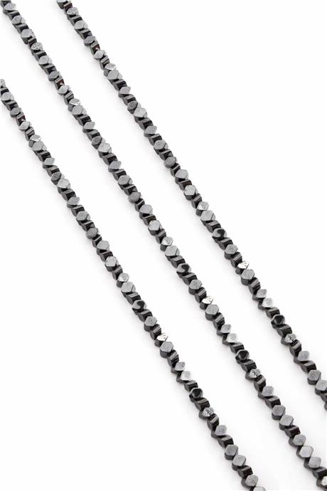 Hematite Natural Stone Shiny Smoked Flat Square 3x2mm String Of Beads